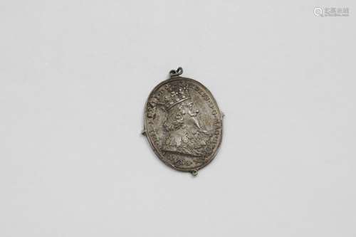 A CHARLES I ROYALIST BADGE undated with suspension loop, obv...