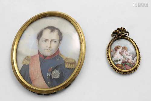 ENGLISH SCHOOL:- Portrait miniature of Napoleon, wearing uni...