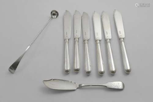 A SET OF SIX LATE VICTORIAN FISH KNIVES Old English Thread p...