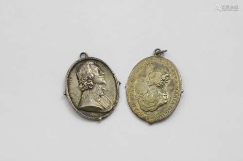 A CHARLES I SILVERGILT ROYALIST BADGE undated, obverse with ...