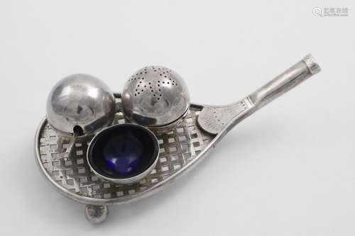 TENNIS:- A Victorian electroplated novelty condiment set in ...