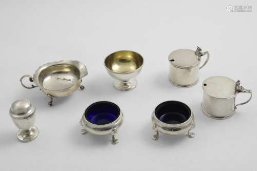 A PAIR OF ELIZABETH II PLAIN DRUM MUSTARD POTS and a pair of...