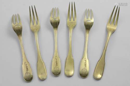 ROYAL ASSOCIATION:- A set of six George III silvergilt desse...