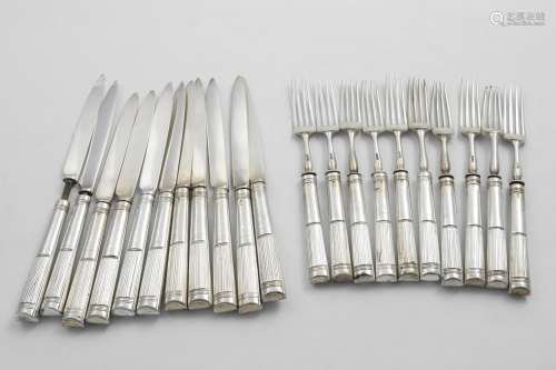 A GEORGE III SET OF ELEVEN DESSERT OR FRUIT KNIVES and ten f...
