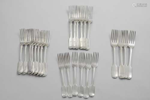 FIDDLE PATTERN FORKS:- A set of six Scottish table forks, cr...