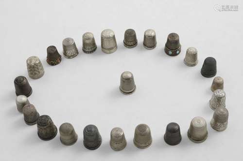 TWENTY FOUR VARIOUS THIMBLES Mixed designs, dates & makers; ...