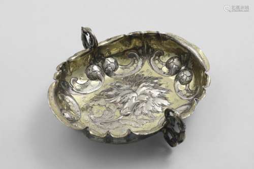 A LATE 17TH CENTURY GERMAN PARCELGILT SWEETMEAT DISH of shap...