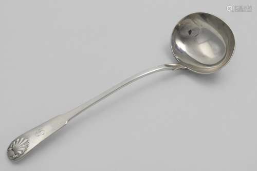 A GEORGE IV SCOTTISH SOUP LADLE Fiddle & Shell pattern, init...