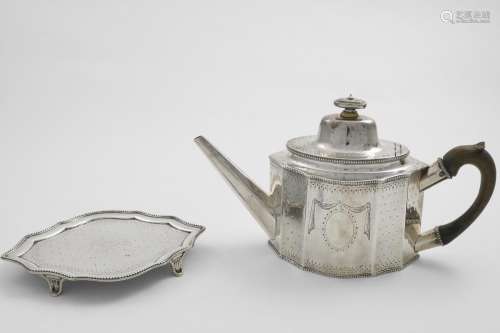 A GEORGE III NORTH COUNTRY PROVINCIAL TEA POT & MATCHING STA...