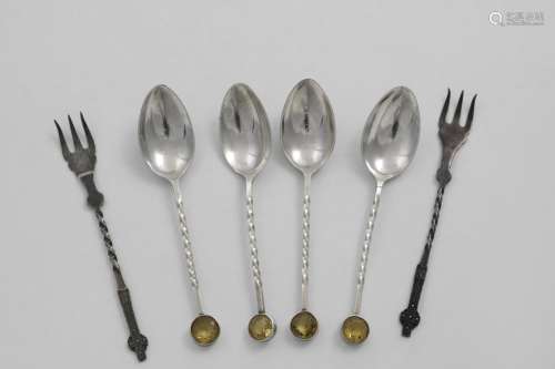 A SET OF FOUR SCOTTISH PROVINCIAL COFFEE SPOONS with twist s...