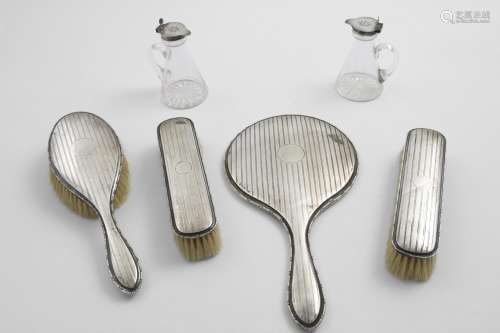 TWO GEORGE V MOUNTED GLASS WHISKY TOTS OR CHOTA PEGS with st...