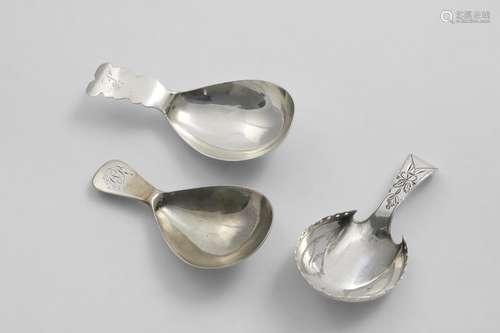 A GEORGE III PASTERN HOOF CADDY SPOON with a bright-cut stem...