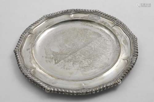 BY PAUL STORR:- A George III dinner plate of shaped circular...