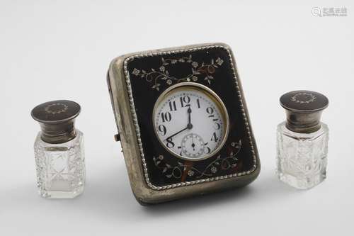 AN EDWARDIAN MOUNTED TORTOISESHELL WATCH CASE with inlaid de...