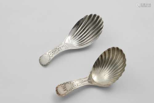 A GEORGE III PROVINCIAL CADDY SPOON with a bright-cut stem a...