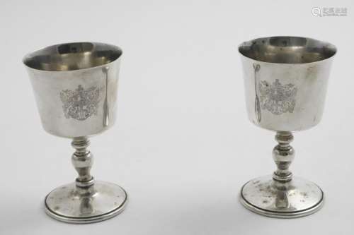 A PAIR OF ELIZABETH II LIMITED EDITION GOBLETS with baluster...