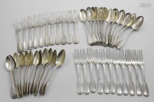 A COLLECTED PART-SERVICE OF FIDDLE & THREAD PATTERN FLATWARE...