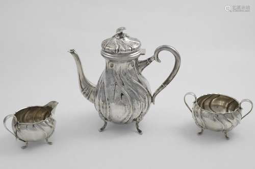 A 20TH CENTURY SCANDINAVIAN THREE-PIECE COFFEE SET with wryt...