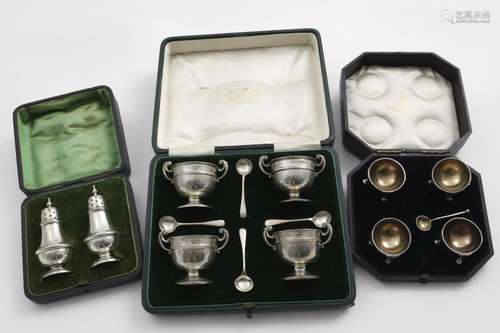 AN EDWARDIAN / GEORGE V CASED SET OF FOUR SMALL TWO-HANDLED ...