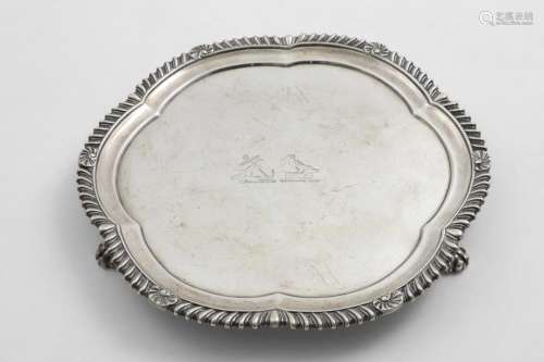 A VICTORIAN HEXAFOIL SALVER with a gadrooned and shell borde...