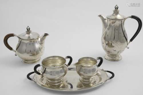 AN EARLY 20TH CENTURY DANISH COFFEE SET TO INCLUDE:- a bulbo...