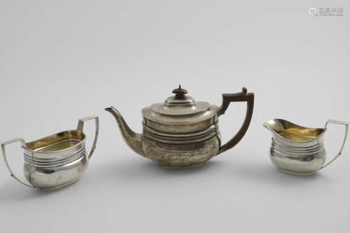 A LATE VICTORIAN SMALL OR BACHELOR'S THREE-PIECE TEA SET wit...