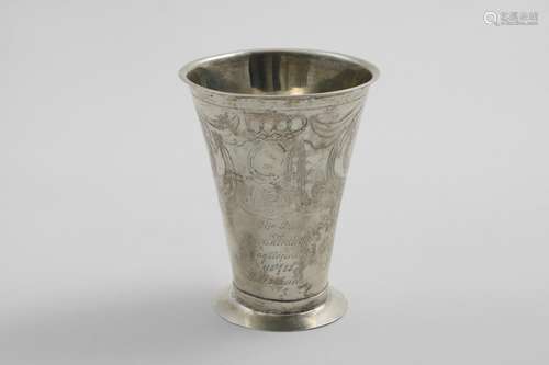 AN EARLY 19TH CENTURY SWEDISH FLARED BEAKER with wrigglework...