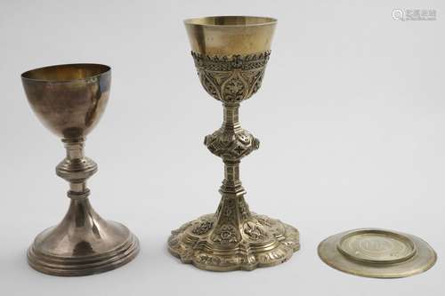 A LATE 19TH CENTURY FRENCH SILVERGILT, GOTHIC STYLE CHALICE ...