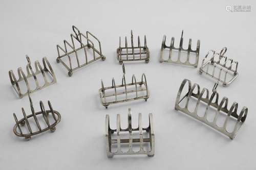 NINE VARIOUS GEORGE V / VI SMALL TOAST RACKS mixed designs, ...