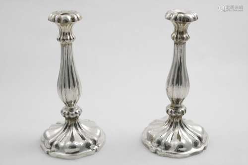 A PAIR OF MID 19TH CENTURY AUSTRO-HUNGARIAN CANDLESTICKS wit...