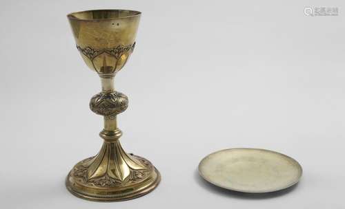 A LATE 19TH CENTURY FRENCH SILVERGILT CHALICE with a decorat...