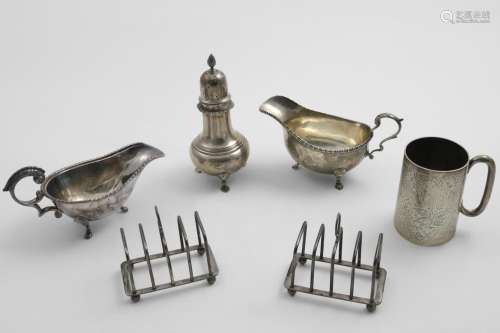 A MIXED LOT:- A pair of Elizabeth II small toast racks by Ed...