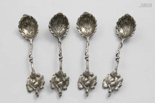 A SET OF FOUR LATE 19TH CENTURY CONTINENTAL NATURALISTIC SAL...