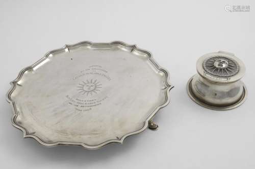 A GEORGE V CAPSTAN INKWELL with the emblem of the Sun Allian...