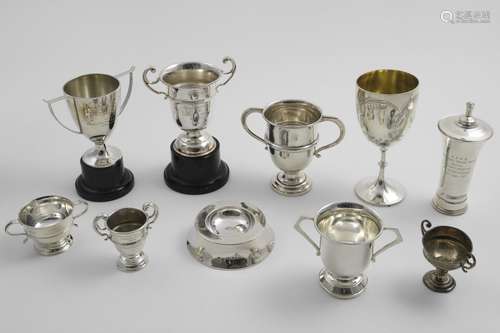 GOLFING TROPHIES:- A mixed lot of twelve various cups, goble...