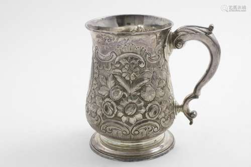 A GEORGE III LARGE MUG with later embossed decoration, an en...