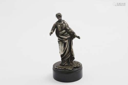 A SMALL CAST SCULPTURED FIGURE of a classical female standin...