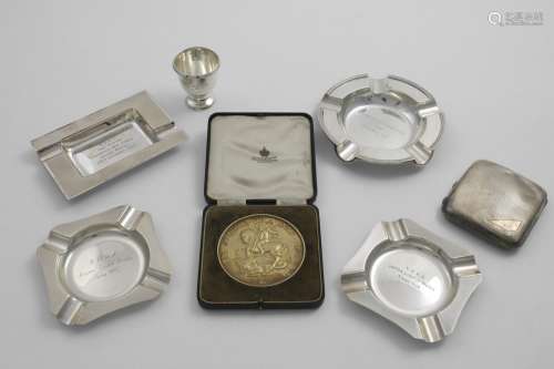 A MIXED LOT:- A George VI cased, silvergilt medallion 