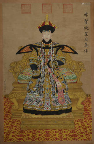 Qing Dynasty - Lang Shining, The True Portrait of Queen , Ha...