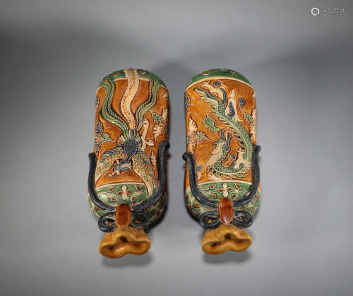 Tang Sancai Dragon and Phoenix Pillow