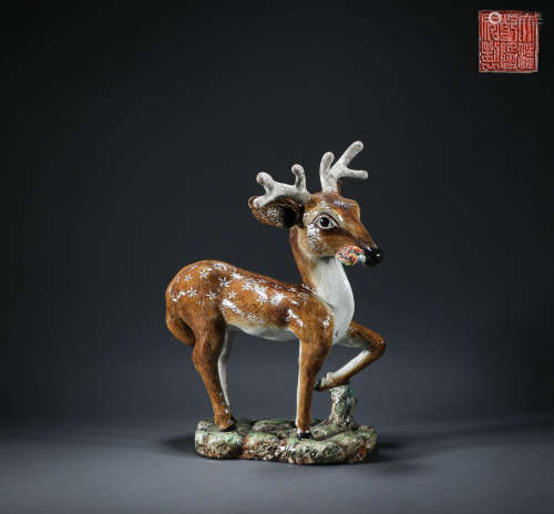 Qing Dynasty - Famille Rose Deer Ornaments