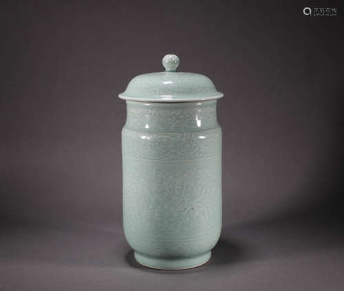 Qing Dynasty - Green Bean Curd with Branches Pattern Lid