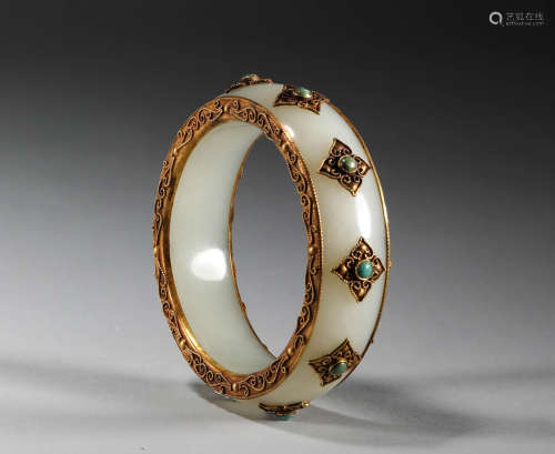 Song Dynasty - Hetian Jade Inlaid Turquoise Bracelet