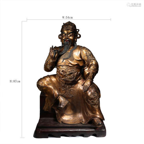 Qing Dynasty gilded bronze Guan Gong