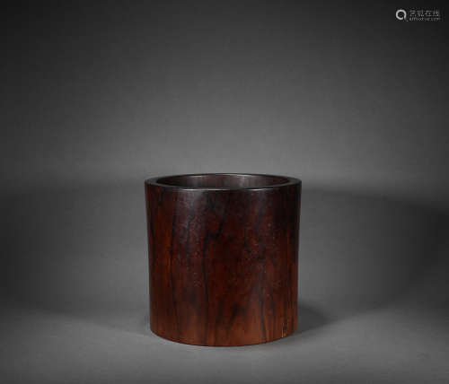 Qing Dynasty - Red Sandalwood Pen Holder