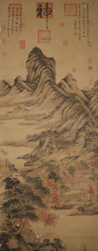 Ming Dynasty - Tang Bohu  Landscape Treasures Hanging Scroll...