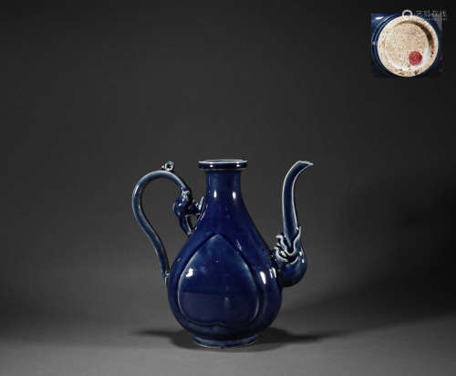 Yuan Dynasty - Sacrifice Blue Pomelo Holding Pot