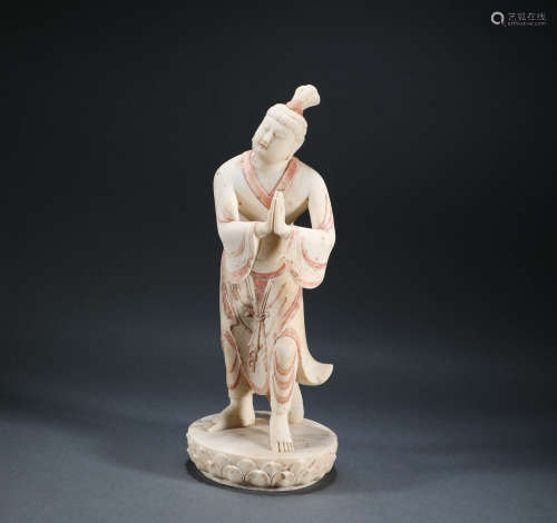 Tang Dynasty - White Jade Standing Buddha