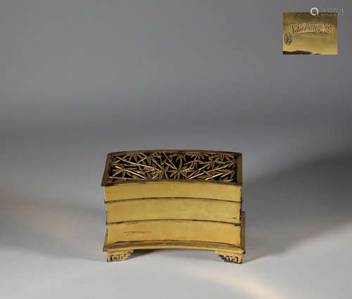 Qing Dynasty - Gilt Bronze Bamboo Box