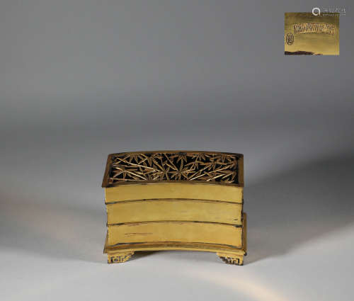 Qing Dynasty - Gilt Bronze Bamboo Box